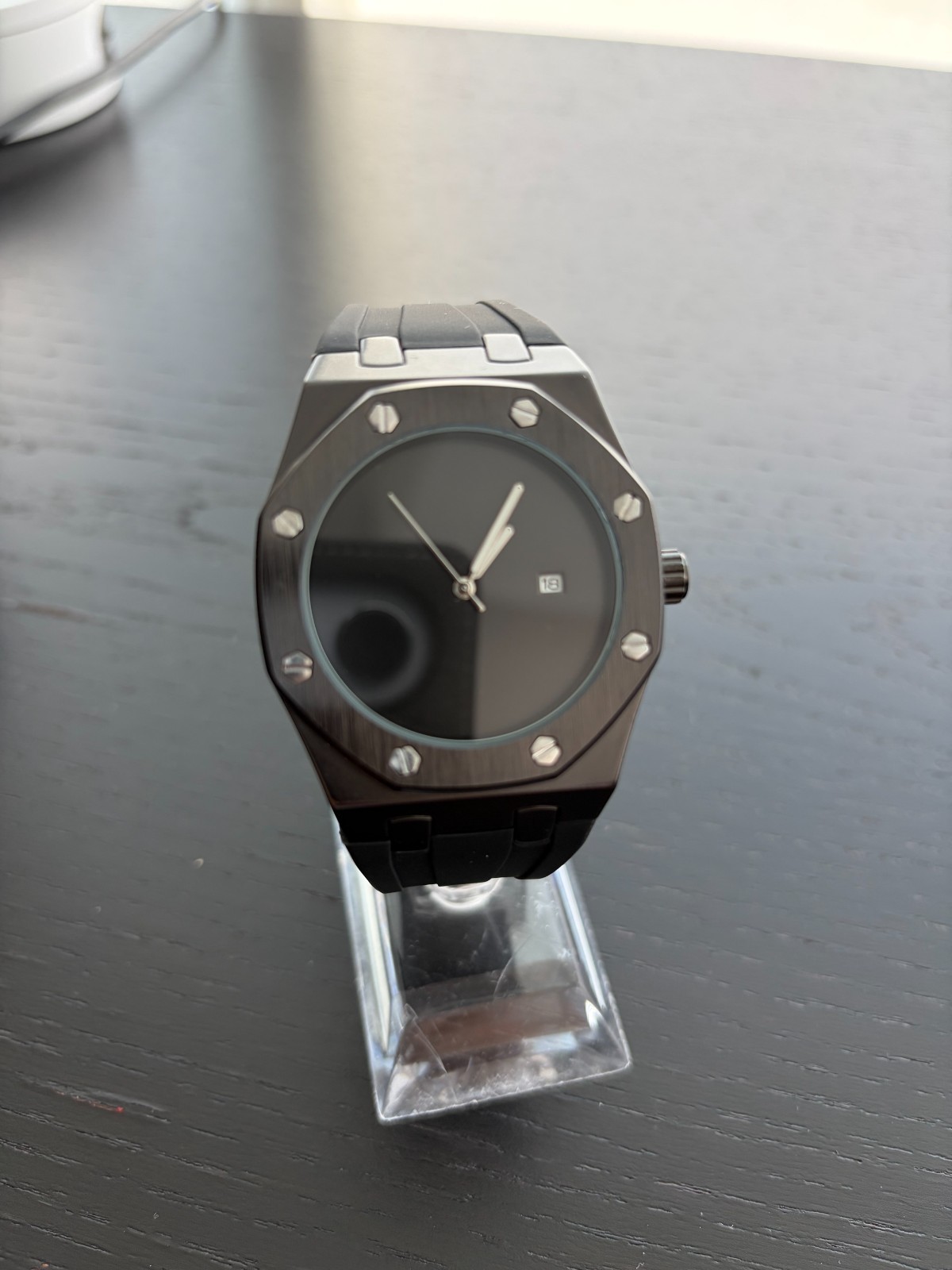 Brand New Minimalist Blacked Wristwatch with Rubber Strap