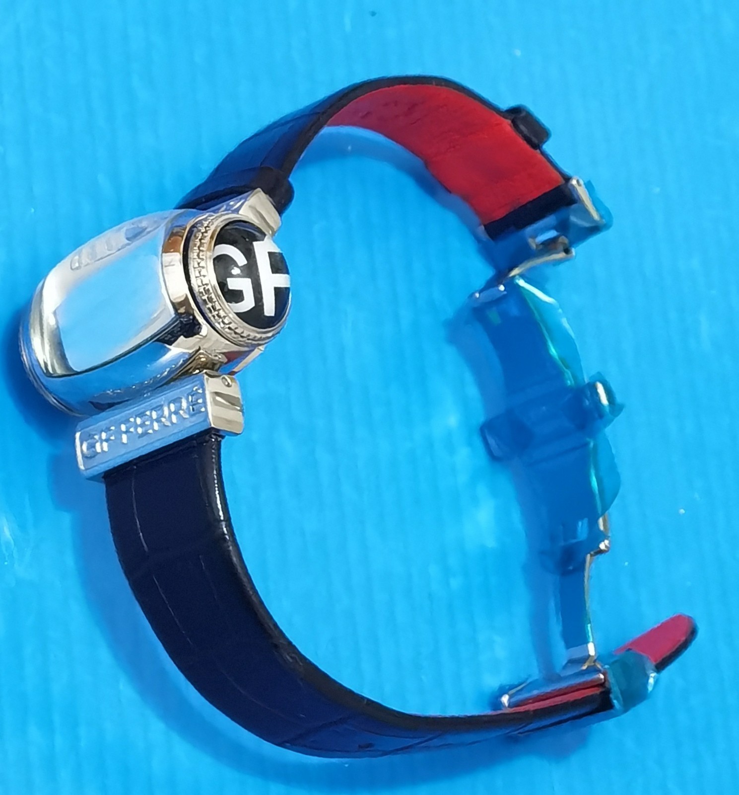 gf ferrè watch swiss only time luxury case egg s.steel and crocodile