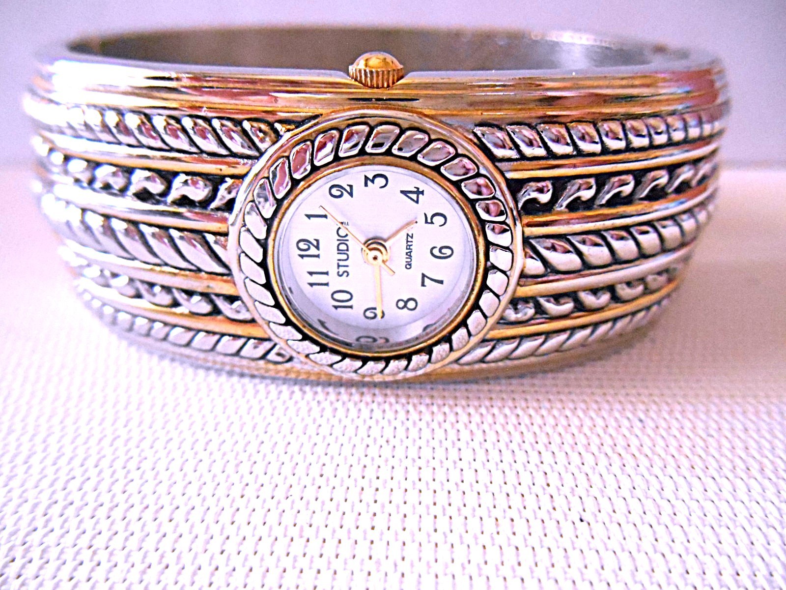 STUDIO Silvertone / Goldtone Bracelet Watch – New Battery