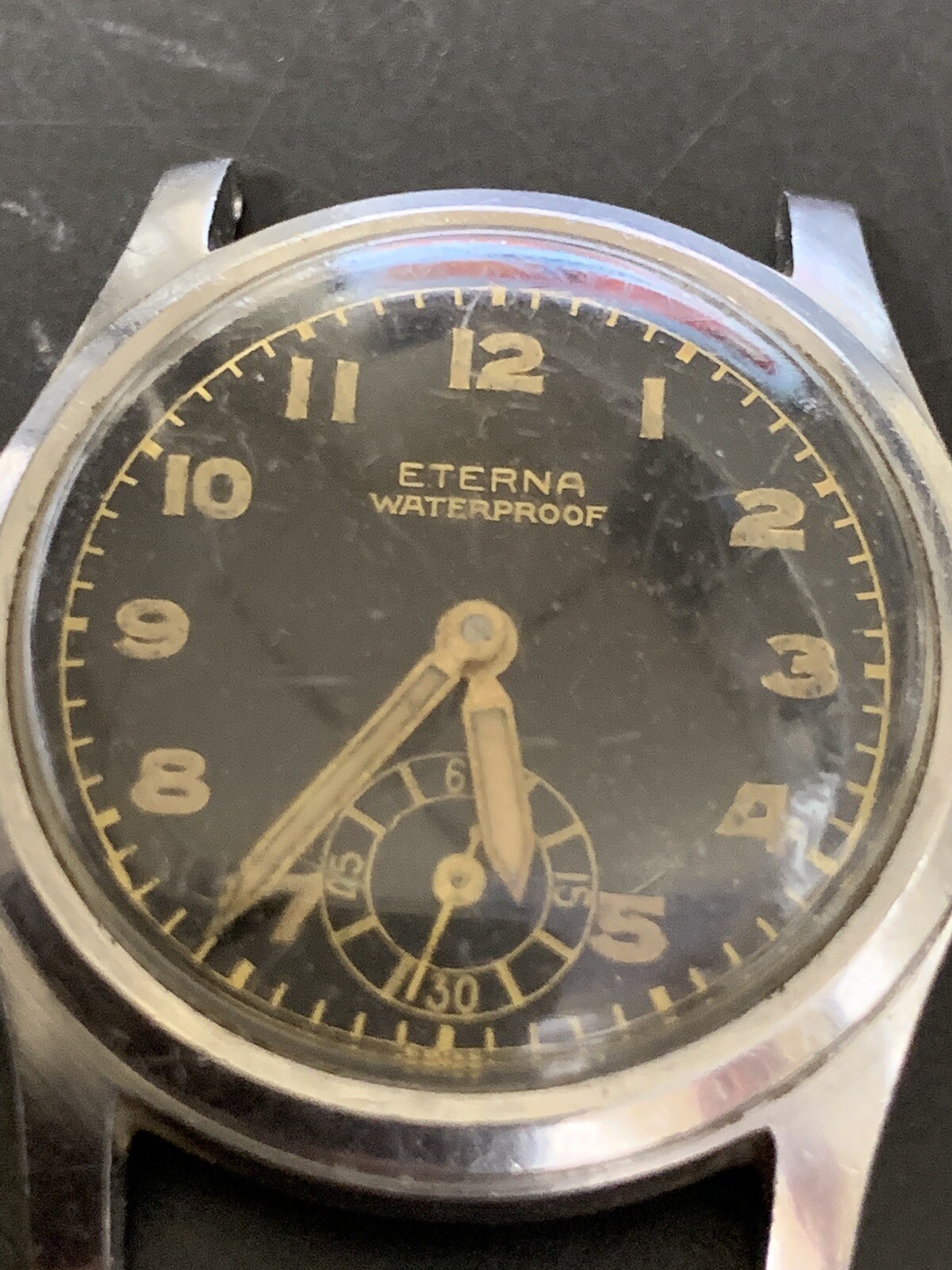 ETERNA Small Second Black Dial Manual Winding Vintage Watch 1950’s Overhauled