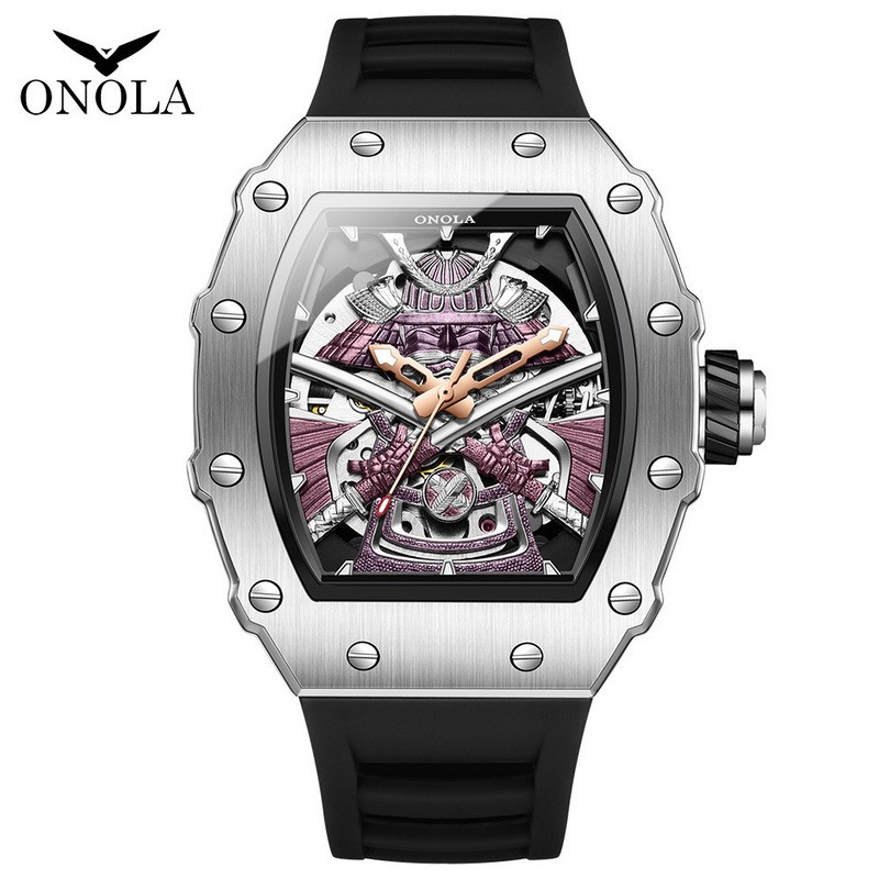 ONOLA Men’s Tonneau Japanese Samurai Luminous Mechanical Automatic Watch Boy’s