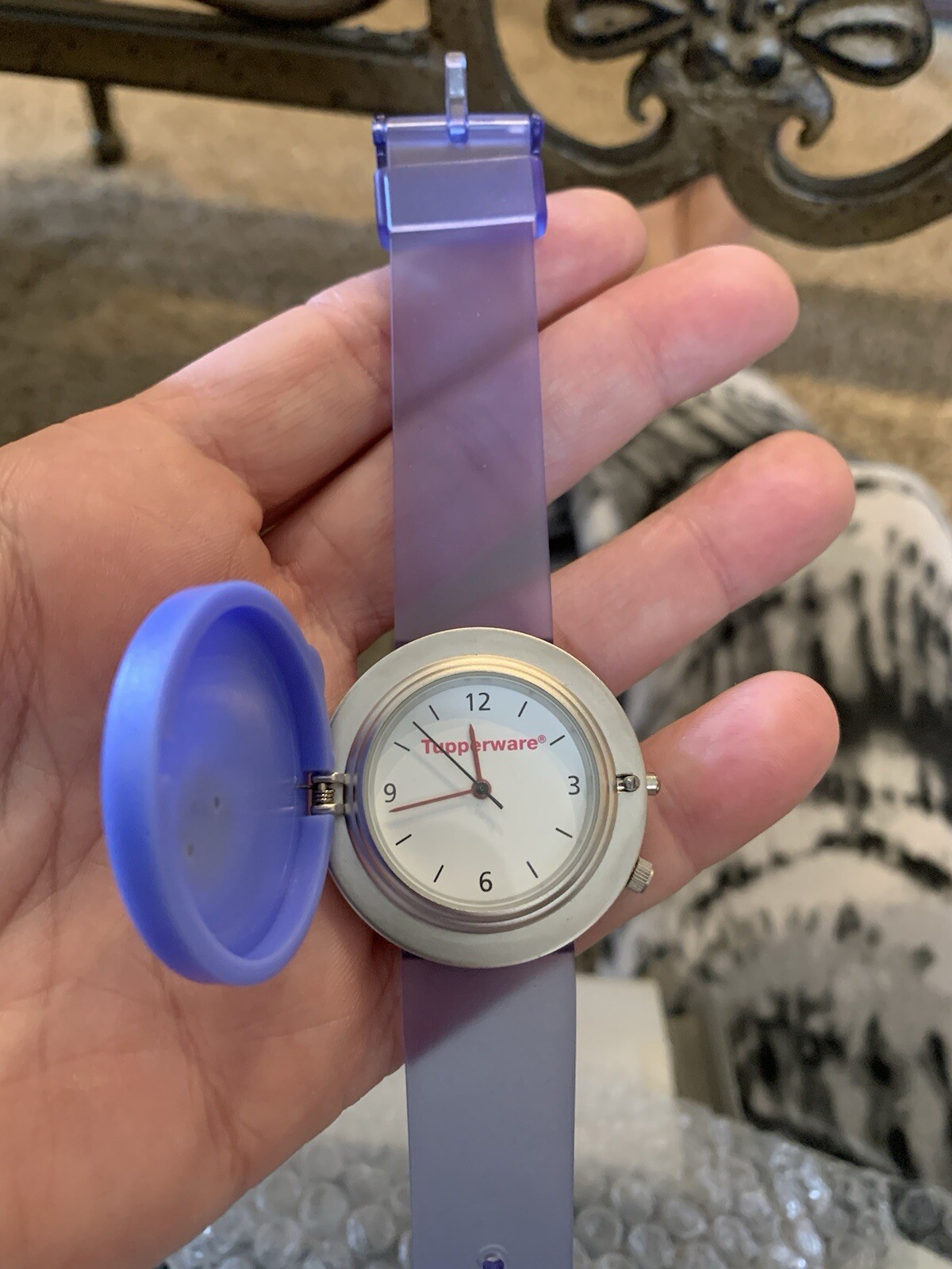 RARE NEW WT Battery Tupperware Watch Blue Yellow Flip Lid Steam Cover Rock Serve