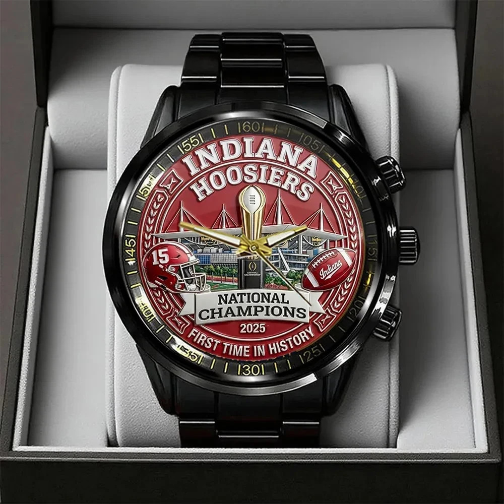 Hoosiers Football 2025 National Champions Black Stainless Steel Watch HT25262
