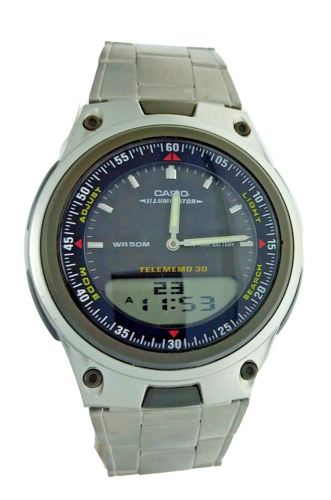 New Casio AW80D 1A Men’s Ana-Digi Watch World Time S Steel Band 50 M Water R