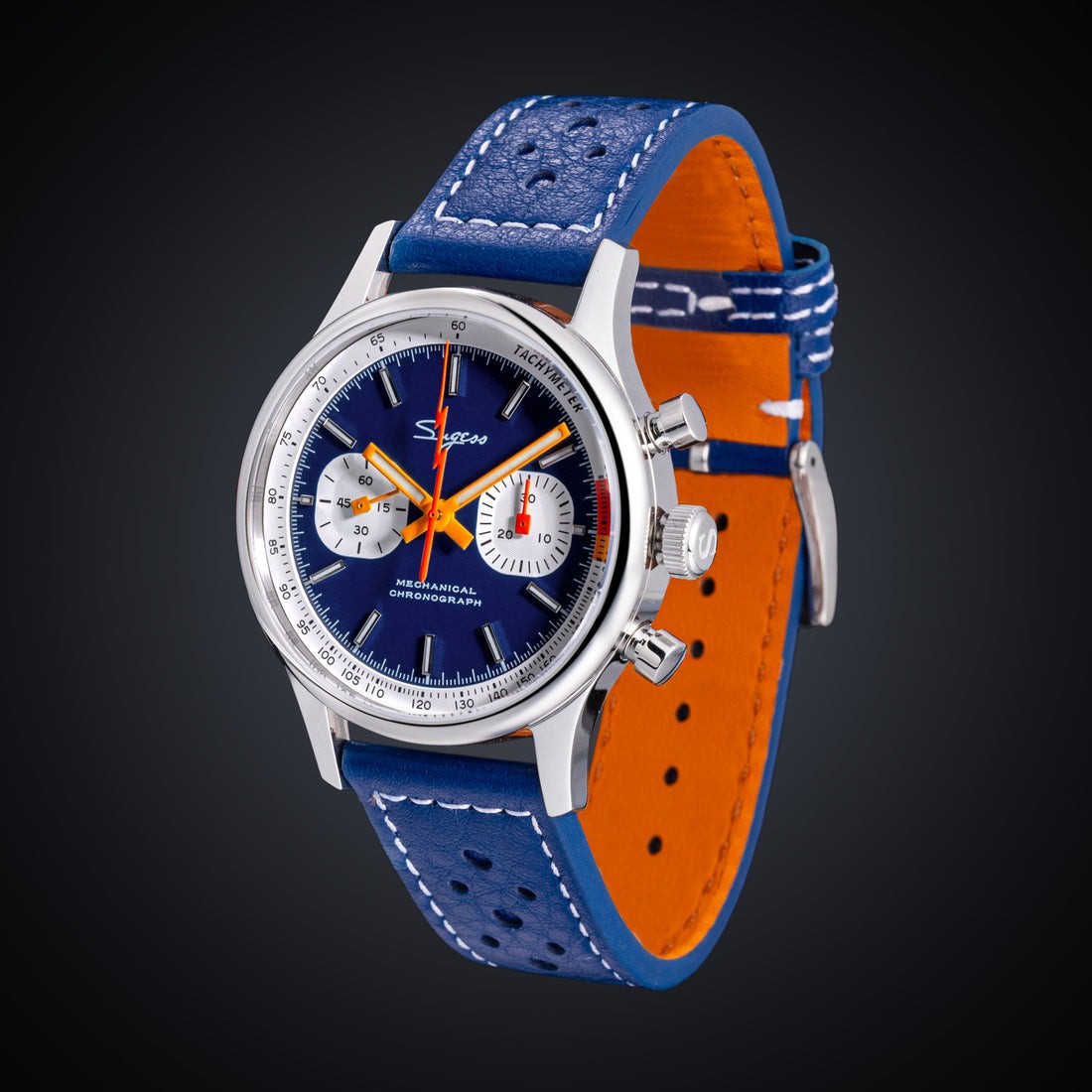 Sugess Chrono Heritage S387.03.J Mens Chronograph Watch Blue Panda Sapphire