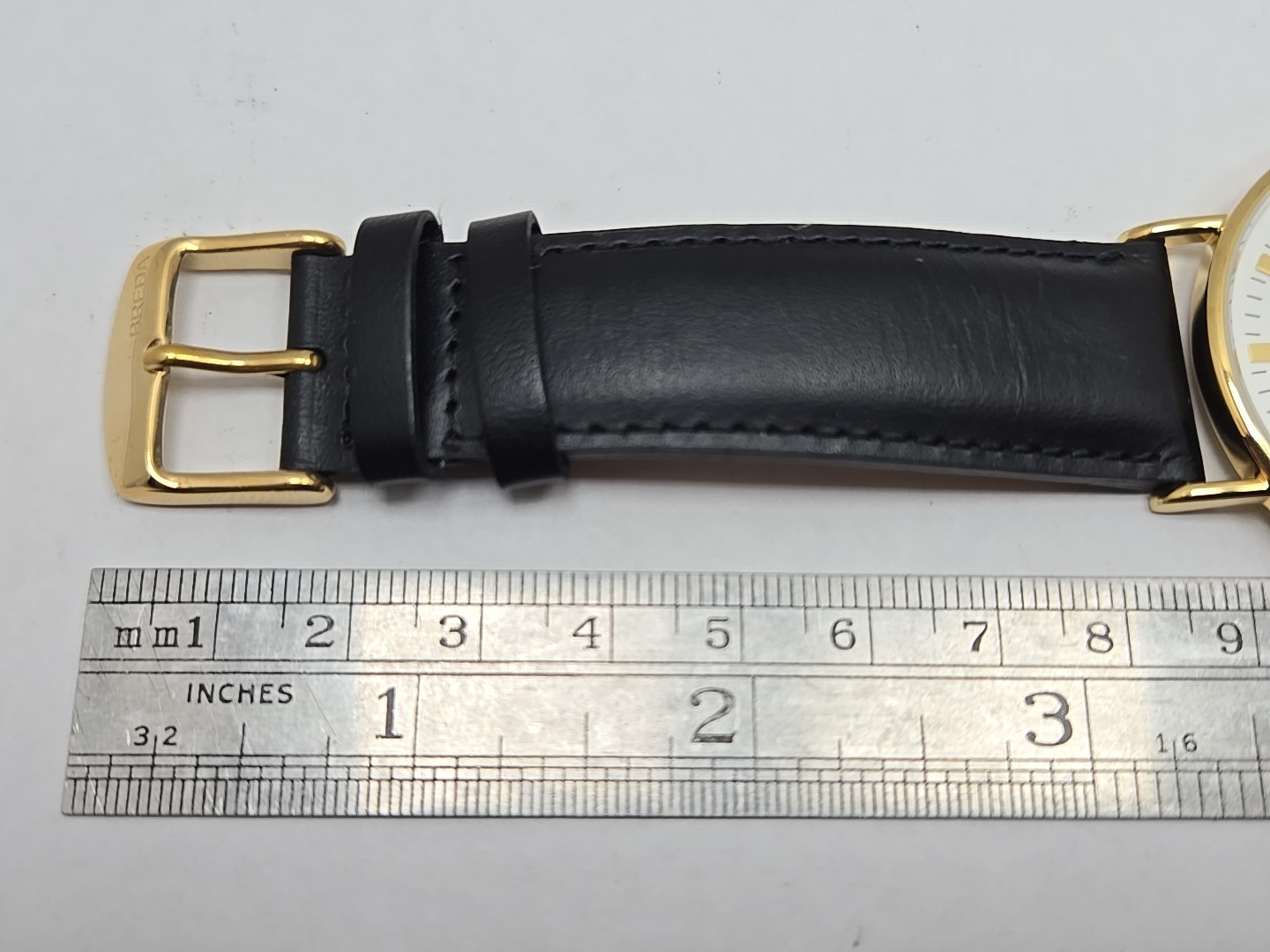 Breda Gold White Dial Quartz Unisex Watch Black Leather Strap New Battery Dallas
