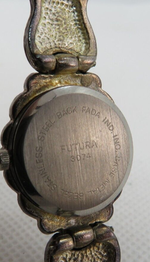 Vintage Futura Watch Women Silver Tone Marcasite Mother of Pearl Dial 7.5”