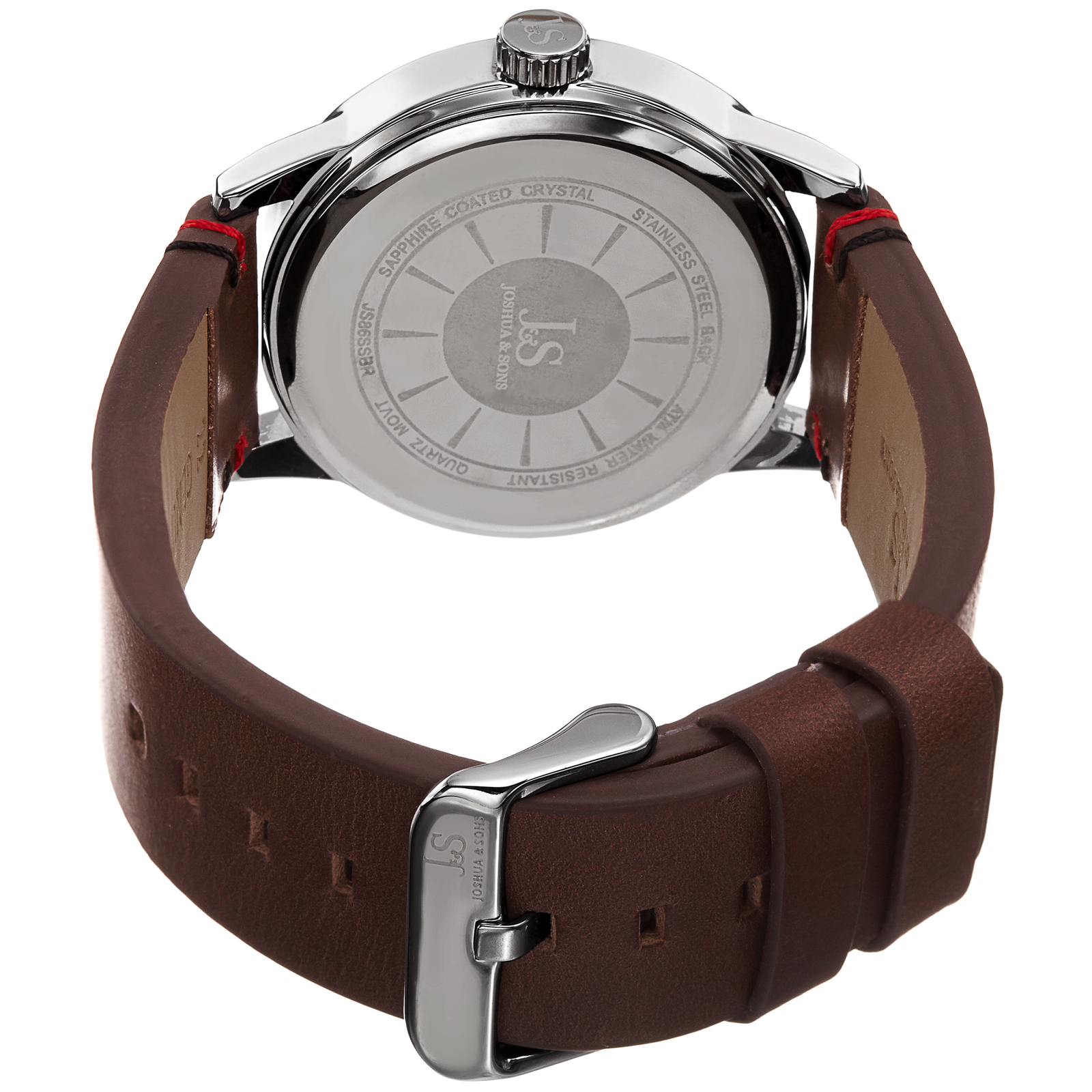 New Men’s Joshua & Sons JS86SSBR Classic Swiss White Dial Genuine Leather Watch