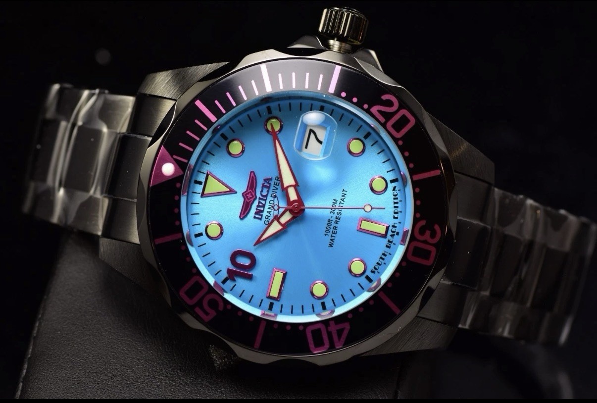 48706 Invicta Grand Diver South Beach 47mm Auto Aqua Blue Dial Men’s SS Watch