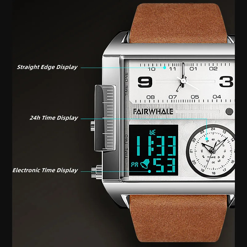 Mark Fairwhale Luxury Quartz Watches Men Fashion Brown Leather Strap