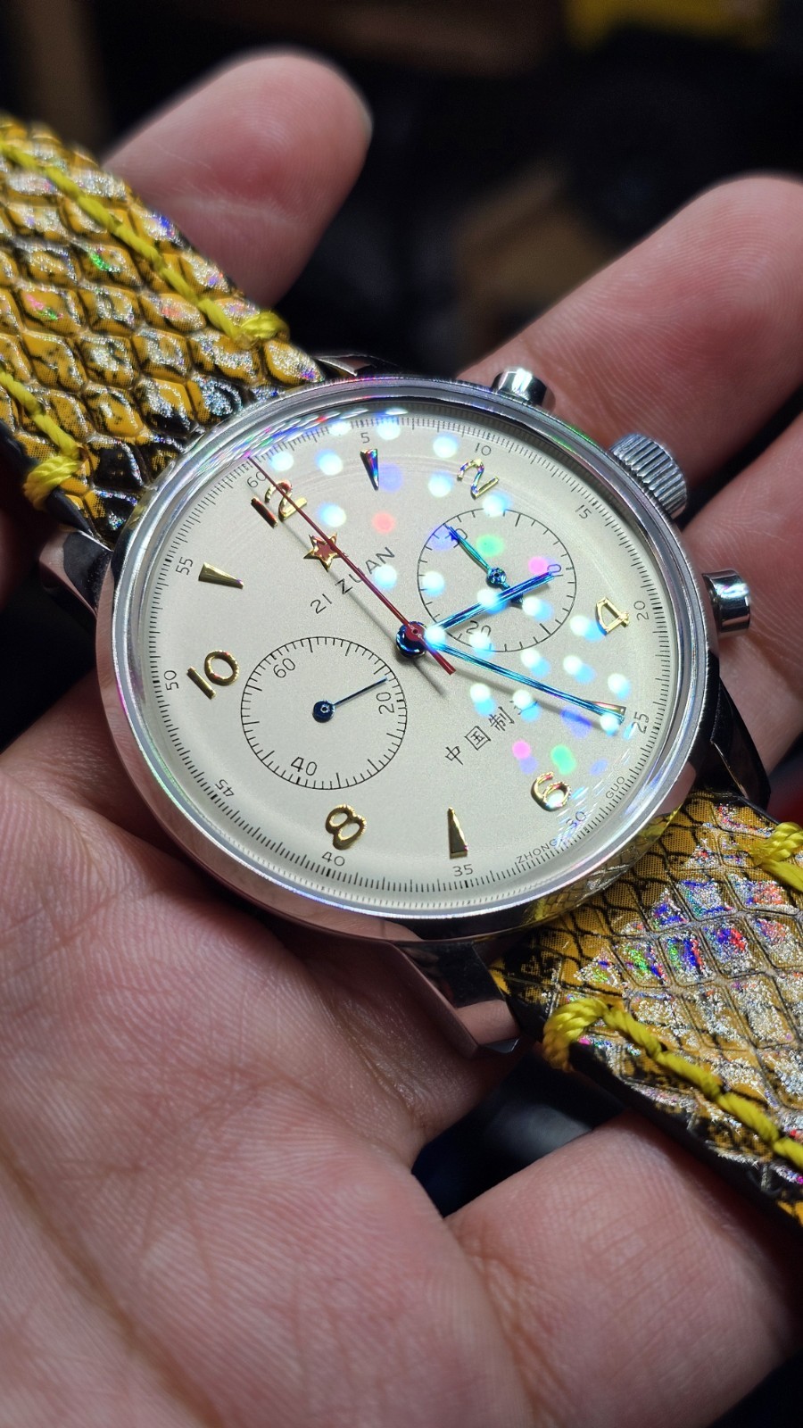 Seagull Mechanical Chronograph 1963 ST1901 Movement 40mm Watch, Faux Croc Strap!