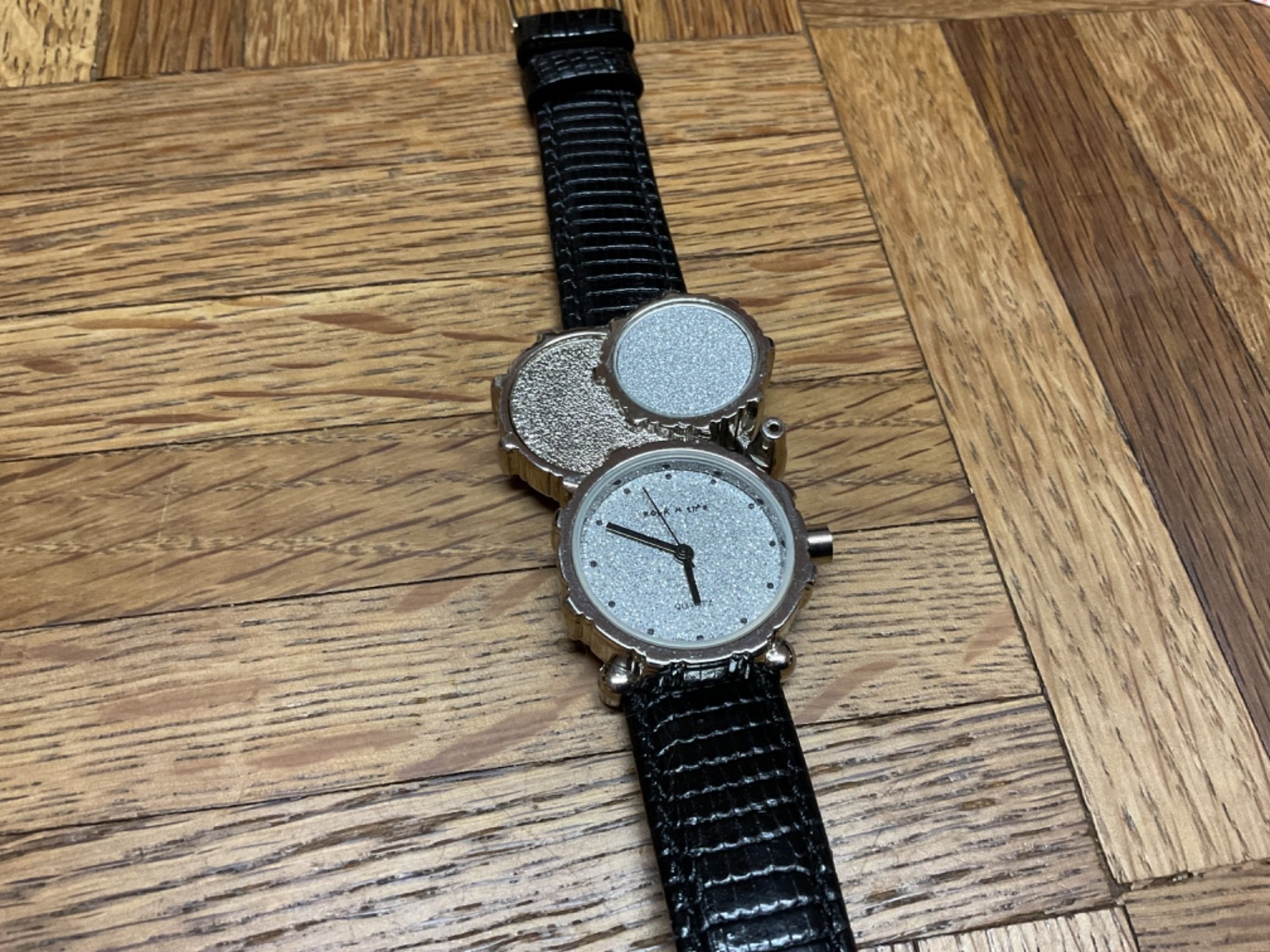 Rare Vintage Rock Time Drum Watch Quartz Japan Hadley-Roma Leather Strap