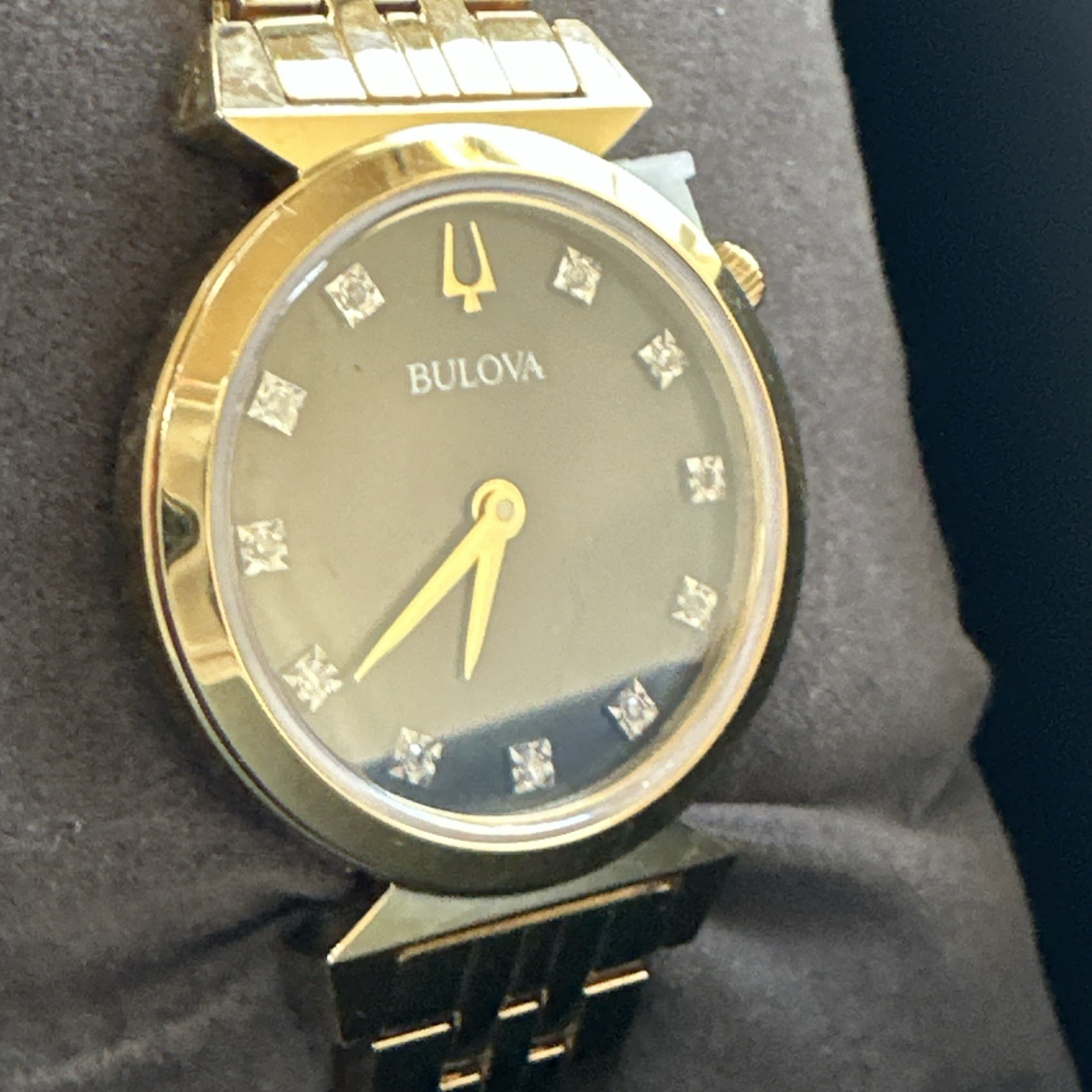 Bulova Regatta Quartz Diamond Black MOP Dial Ladies Watch 97P173