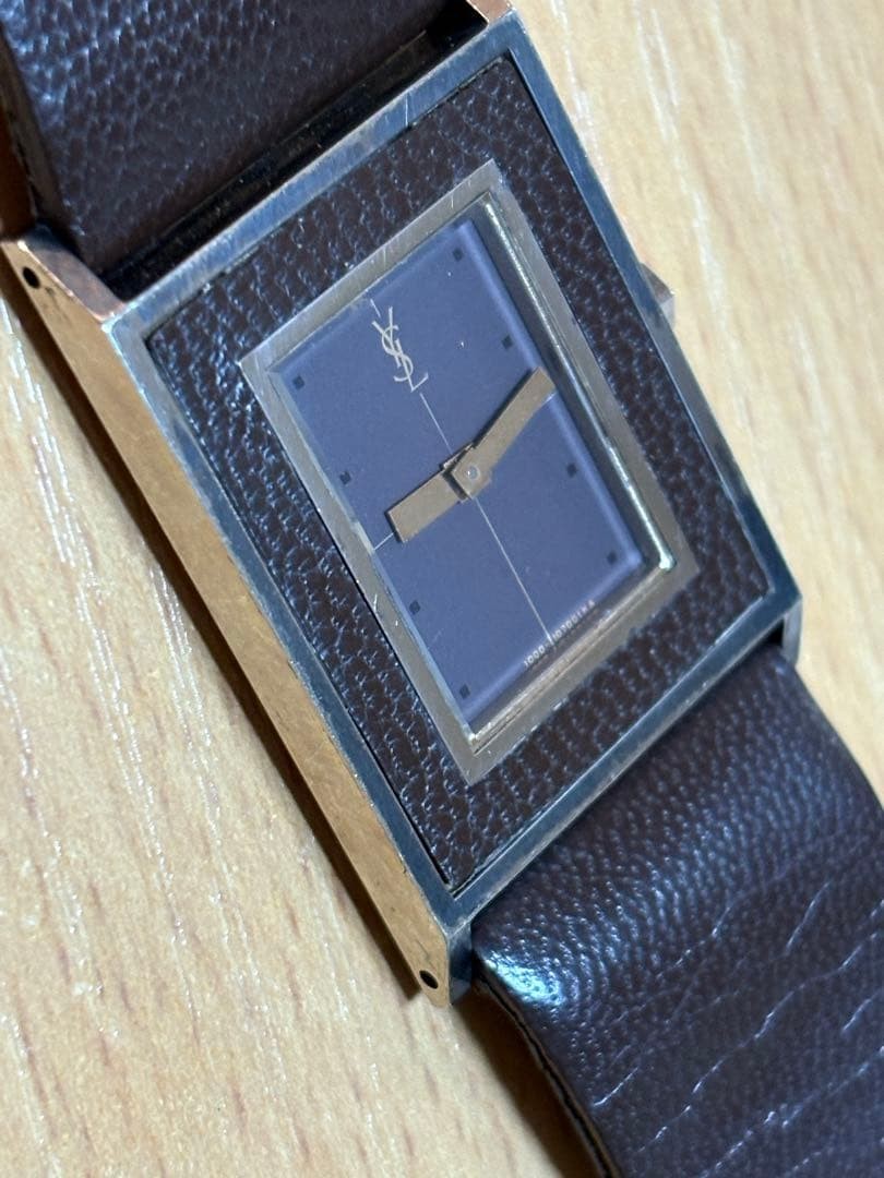 Yves Saint Laurent Quartz Watch Men’s Square Gray Dial H30.3xW25.3mm Accessary