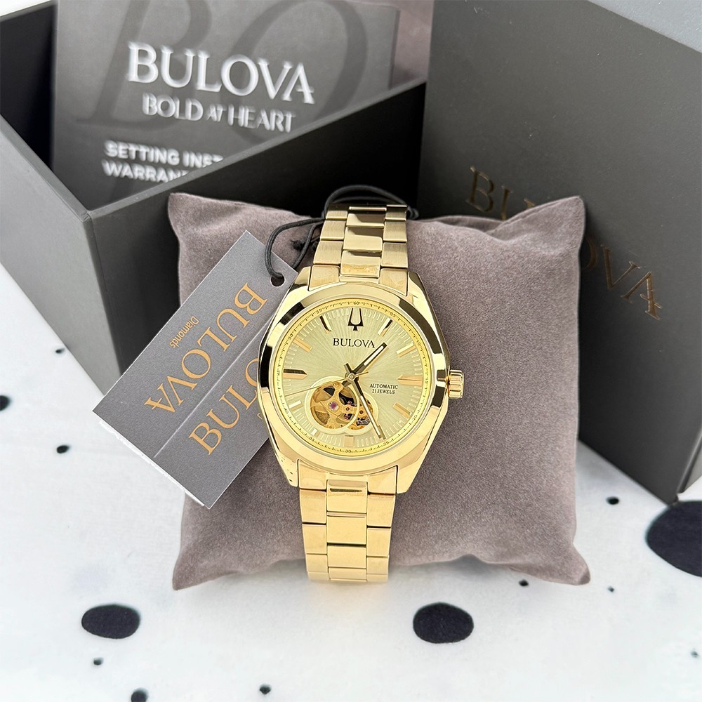 Bulova 97A182 Surveyor 39mm Gold Tone Dial Stainless Steel Automatic Men’s Watch