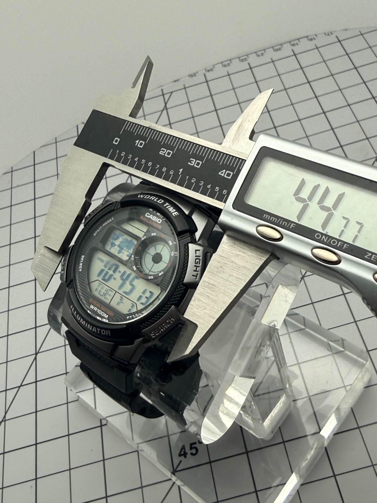 Casio AE-1000W-1BV 45mm Quartz Digital World Time 5 Alarms Illuminator Watch