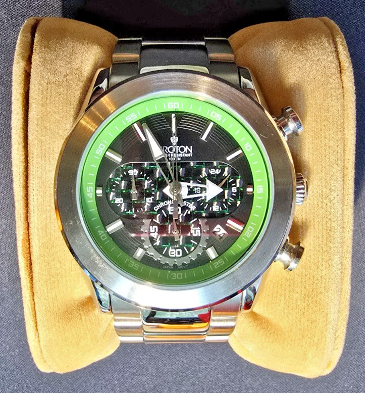 CROTON CC311311 Chronograph Date Watch “Chronomaster” Stainless Steel Japan Mvmt