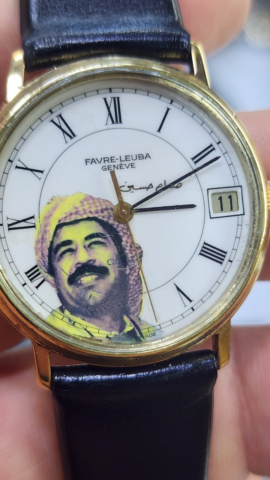 Rare Favre Leuba Saddam Hussein Of Iraq 🇮🇶 33mm Mens Quartz Watch