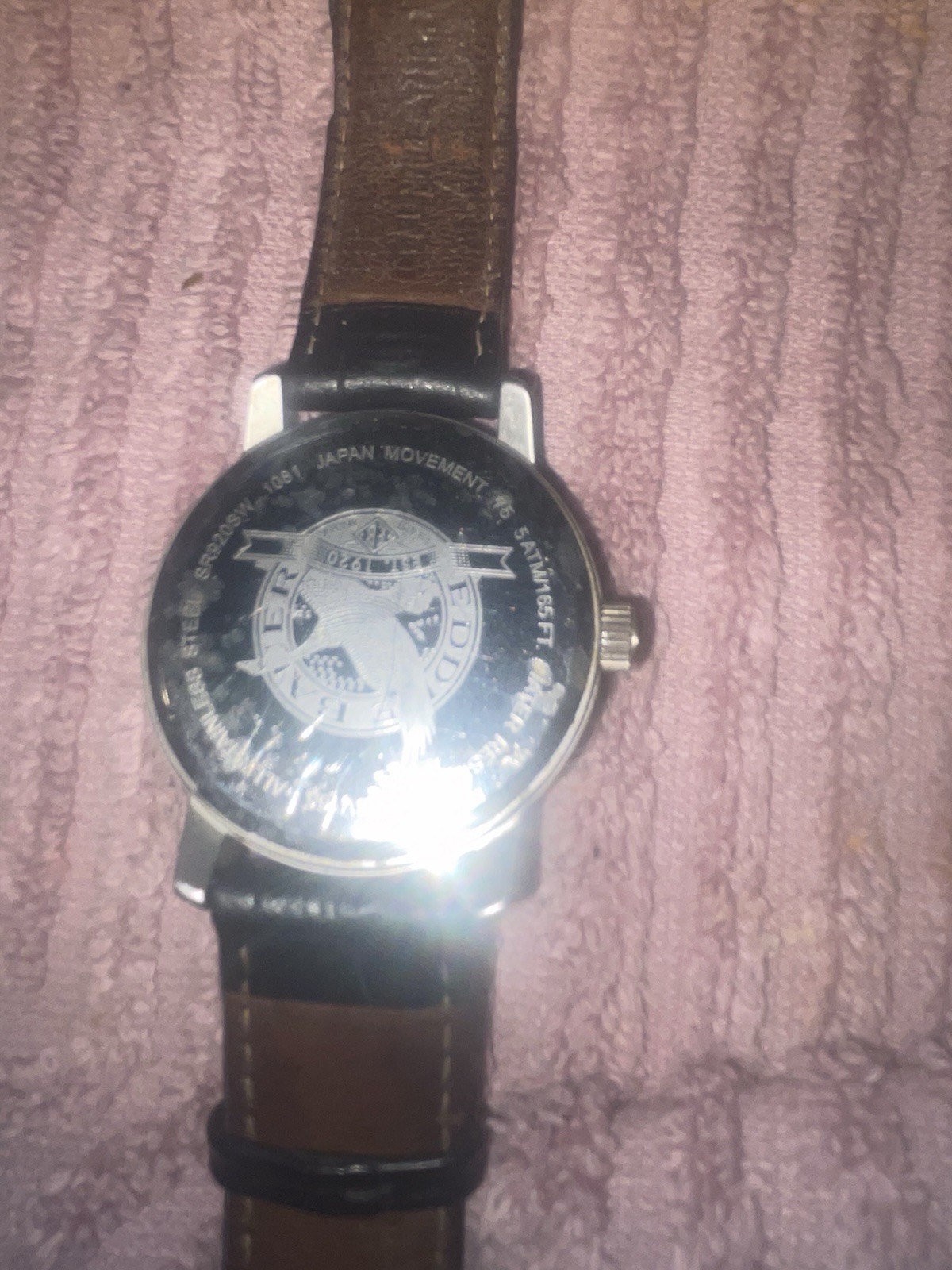 Men’s Eddie Bauer Sleek Classic 3Eye Watch W/ Black conditioned Leather Band EUC