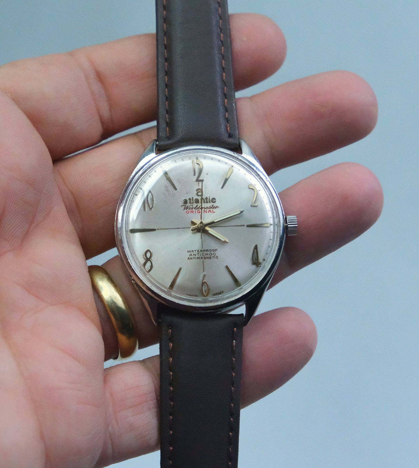 [MINT] Atlantic Worldmaster Vintage watch 21 Jewels Mechanical Manual works Well