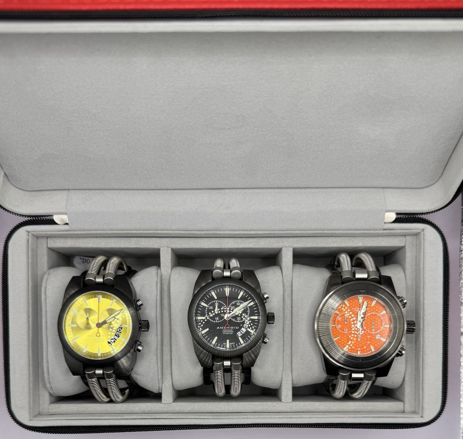 Set Of 3 Android Hydraumatic Chronograph Quartz In 3 Slot Android Case