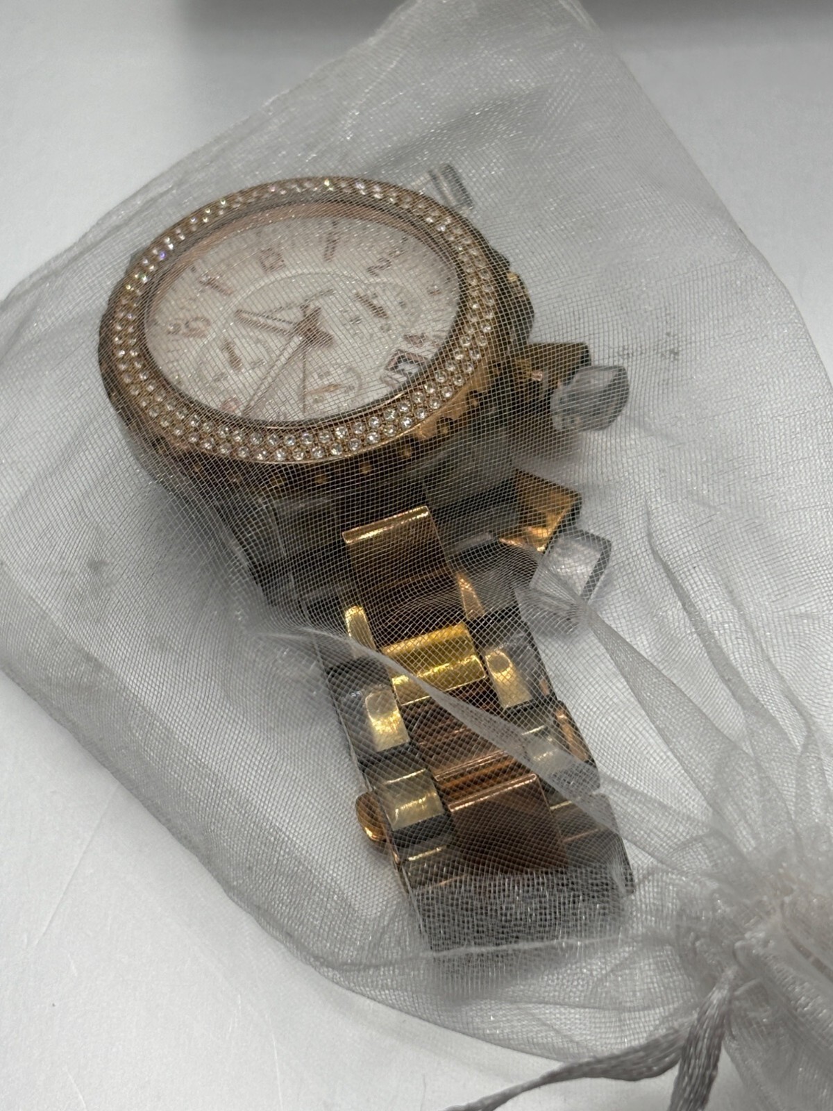 Michael Kors Womens MK-5323 Chronograph 2-Tone Rose Gold/Bronze & Clear Resin