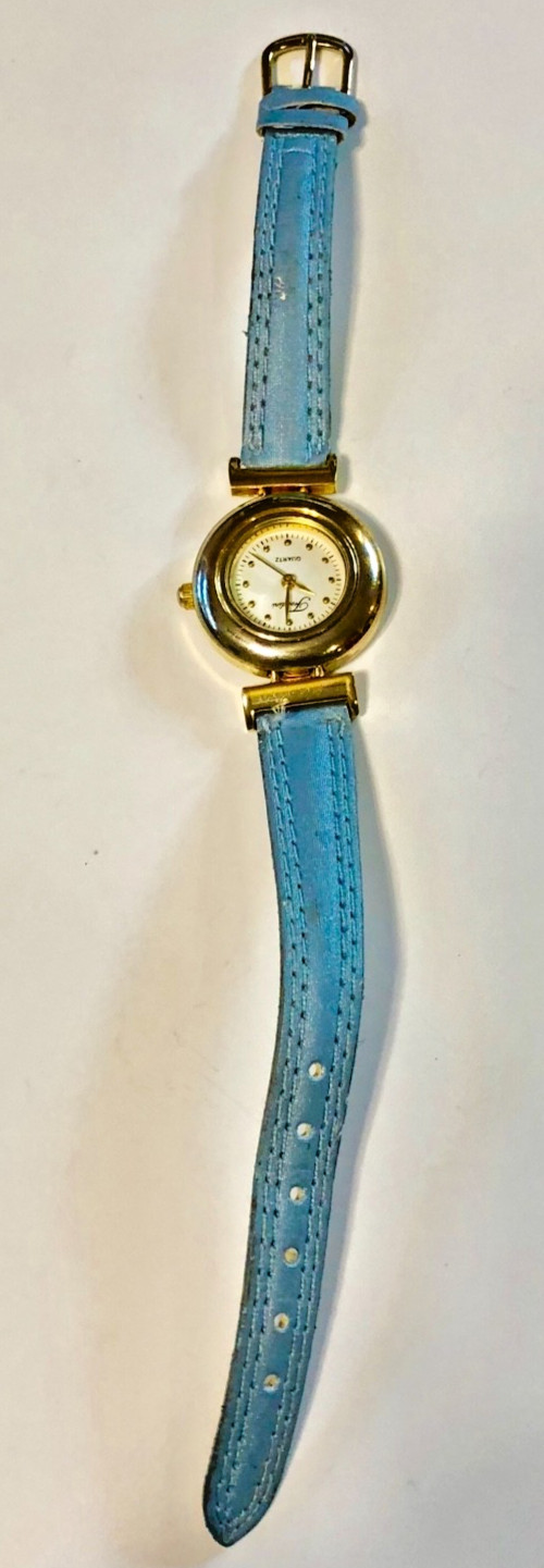 Ladies Women’s Gold Tone Fondini Watch Blue Band for Parts or Repair