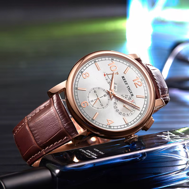 Reef Tiger Automatic Wristwatch Sapphire Dial Luxury Watch For Men
