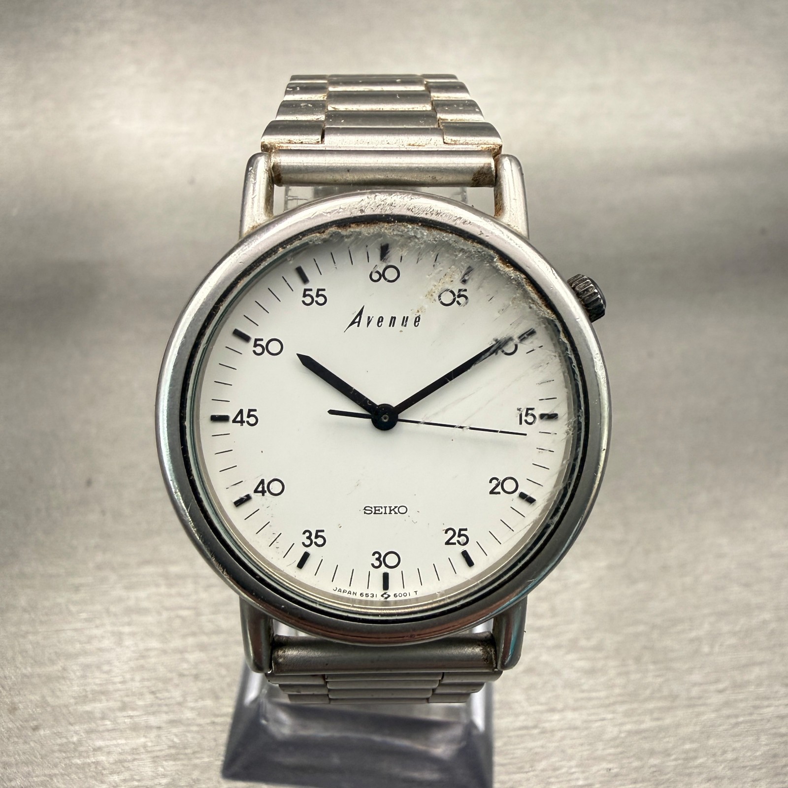 Seiko Avenue Watch Men 32mm White Dial Silver Tone Round 6531-6000 New Battery