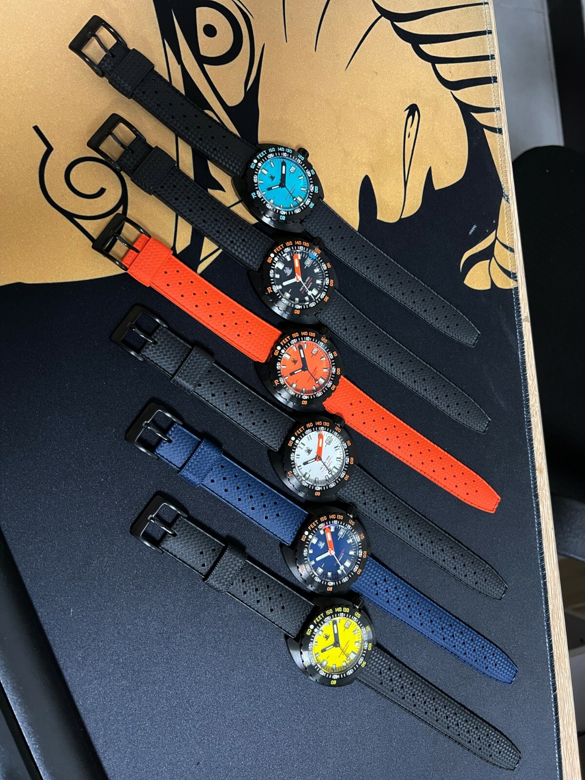 TACTICAL FROG Sub 300T Black PVD NH35A 200M Diver Automatic Watch C3 43mm 316L