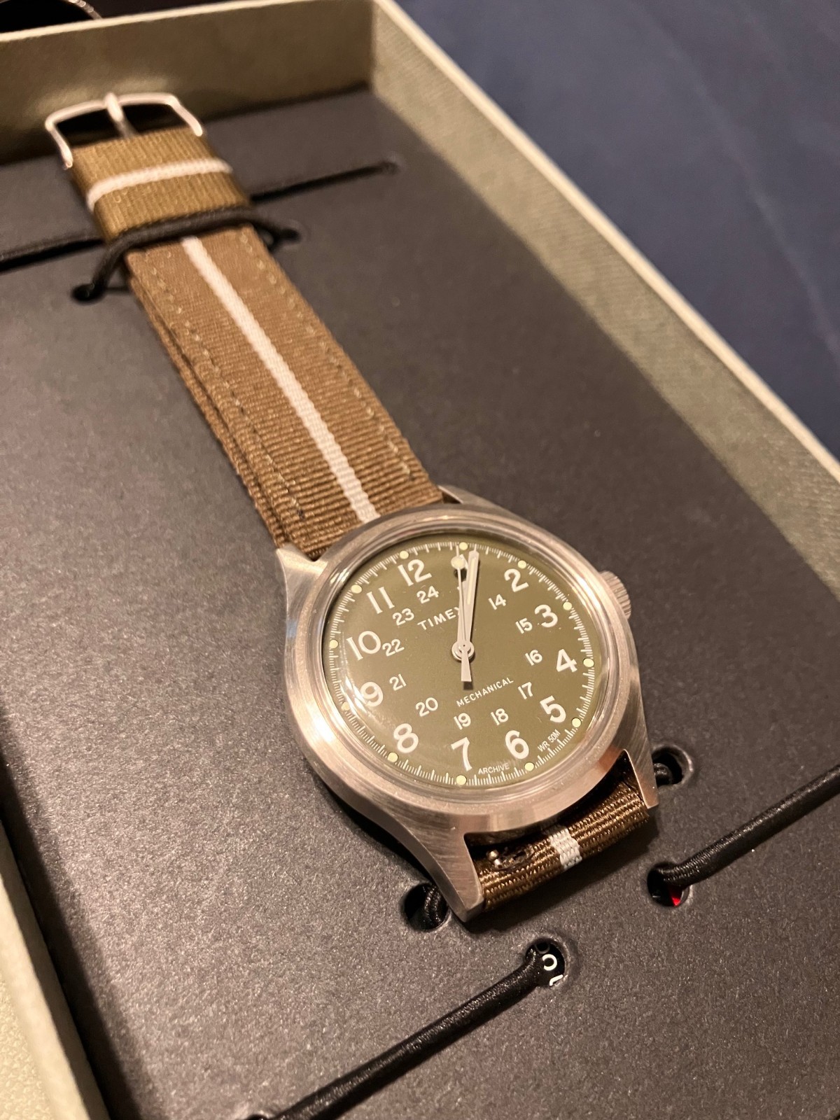 Timex MK1 Mechanical 36 mm Silver Stainless Steel Case with Green Canvas…