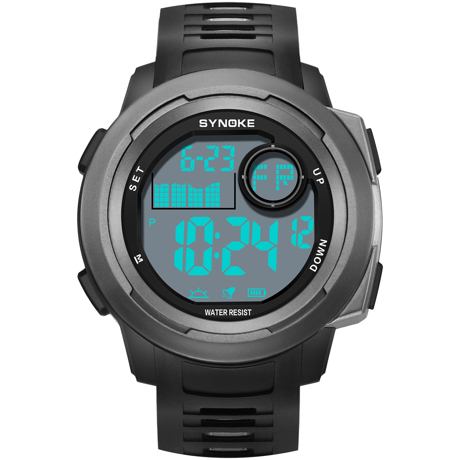 Durable Outdoor Sports Digital Watch Timing Function Alarm Waterproof Mens Watch
