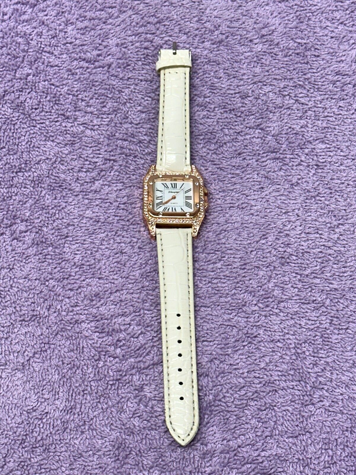 Rose Gold Dress Watch White Dial Roman Numerals
