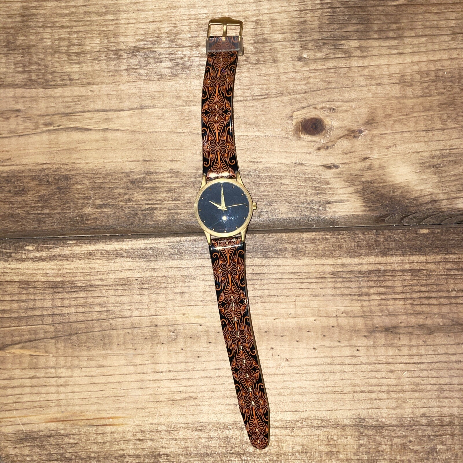 METROPOLITAN MUSEUM OF ART BROWN CLASSICAL GREEK PALMETTE WATCH Needs Battery