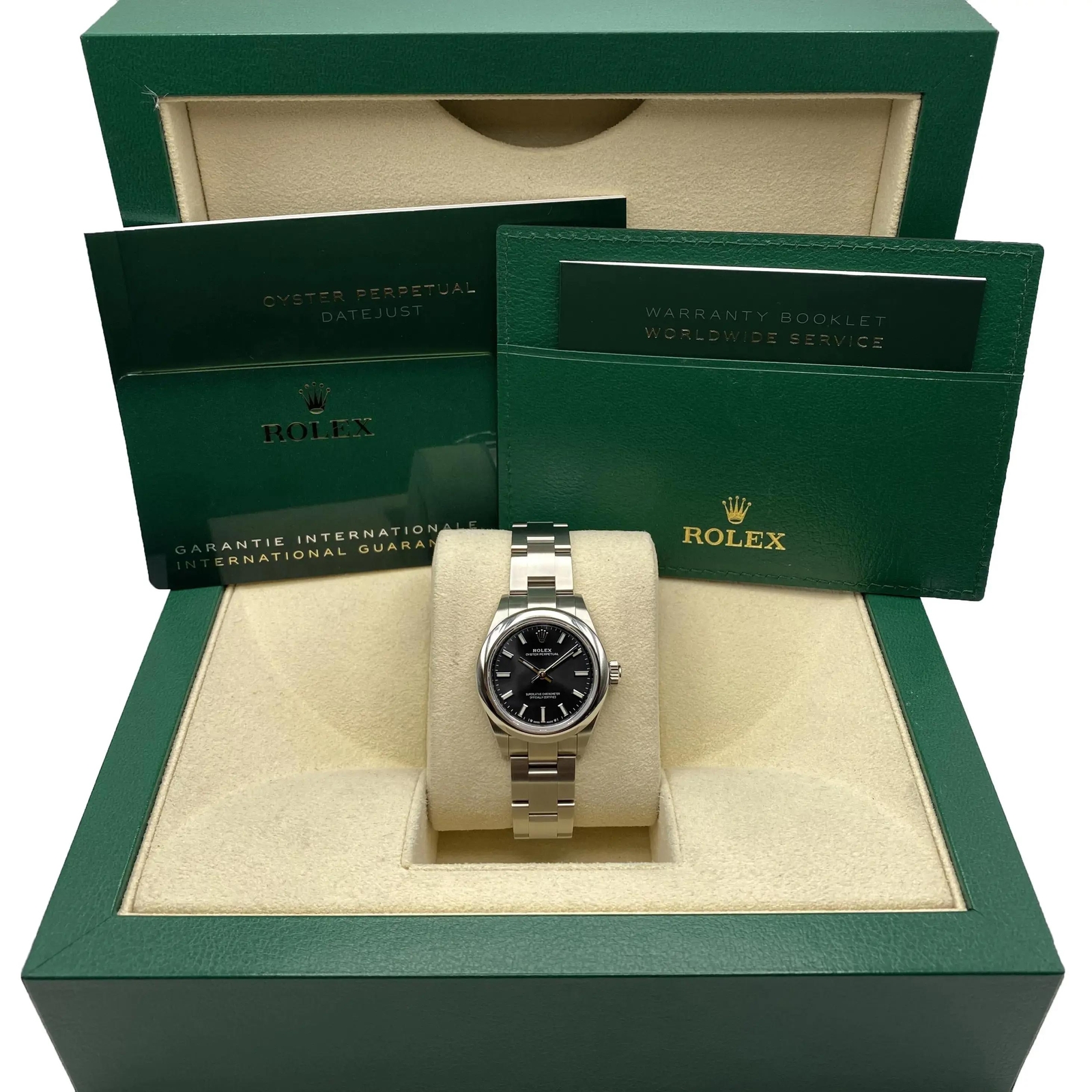 Rolex Oyster Perpetual 28mm Steel Black Dial Automatic Ladies Watch 276200