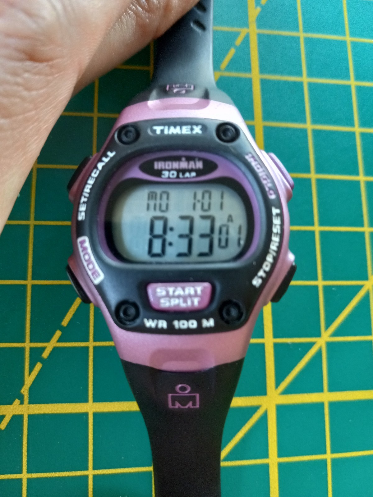 Timex Ironman 30 Lap Indiglo Digital Watch Womens Pink Black Resin WR 100M