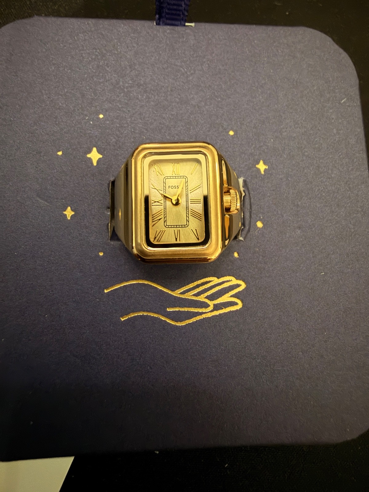 Fossil Raquel Watch Ring Quartz Gold Dial Ladies Watch ES5343 14mm