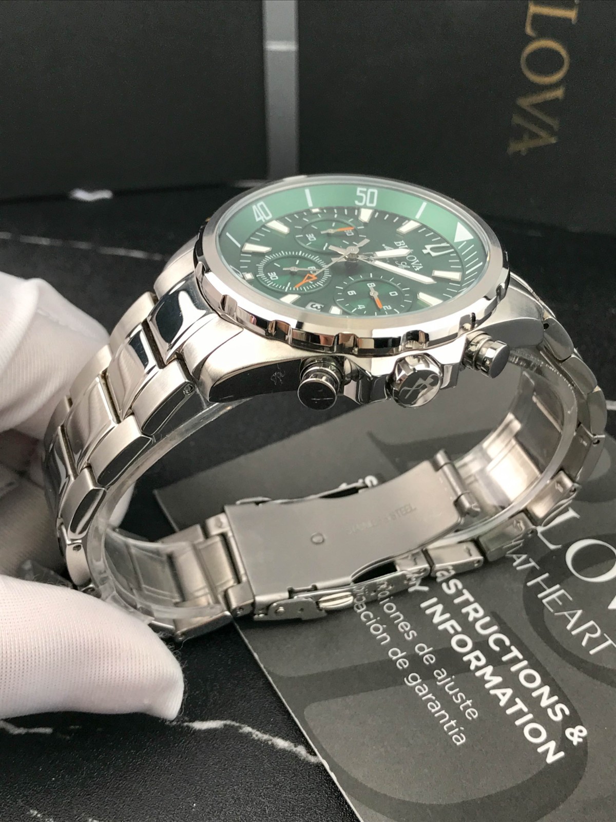 Bulova 96B396 Marine Star Green Dial 43mm Stainless Steel Men’s Wristwatch