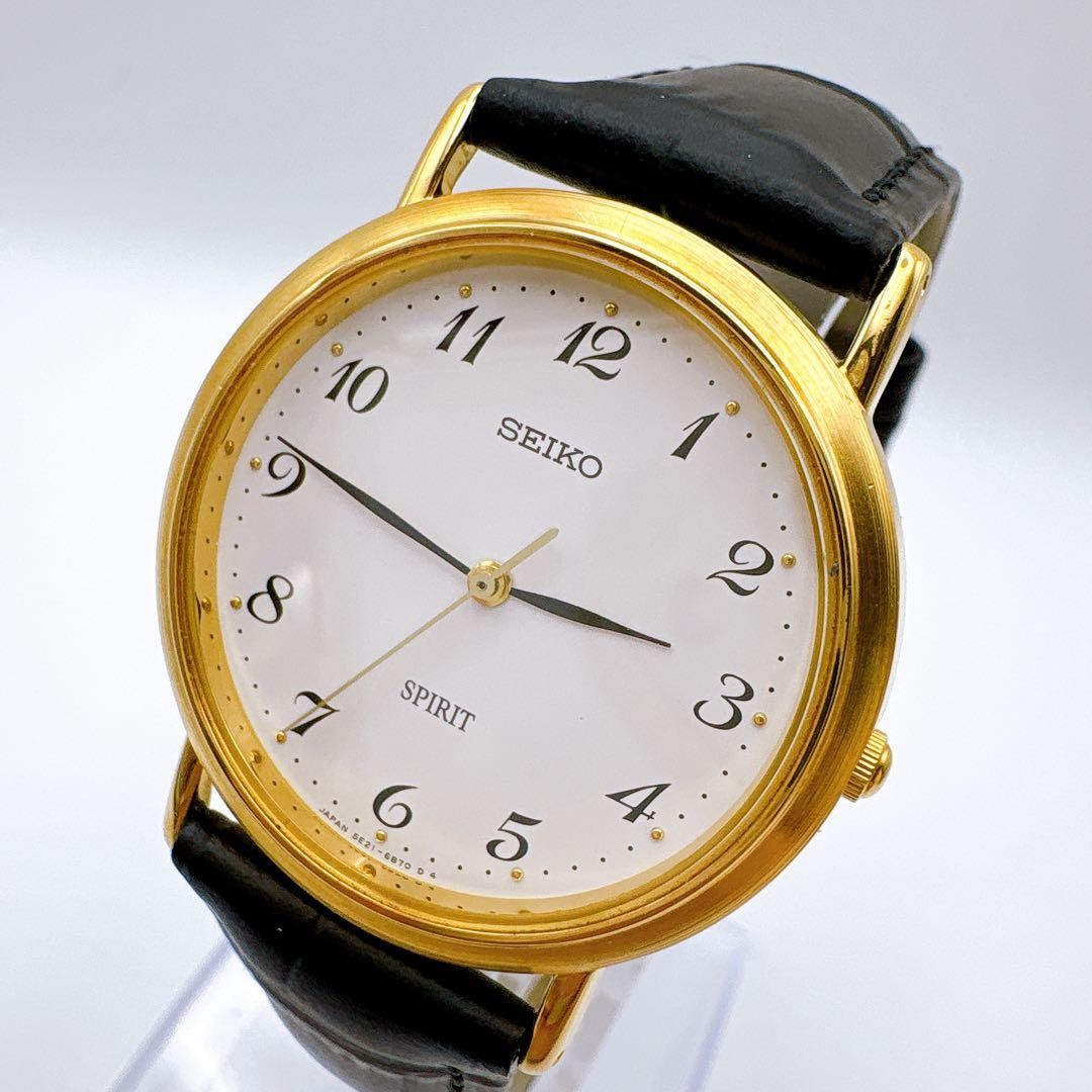 [Working condition, new battery/strap] Seiko Spirit Men’s Watch, Simple Gold