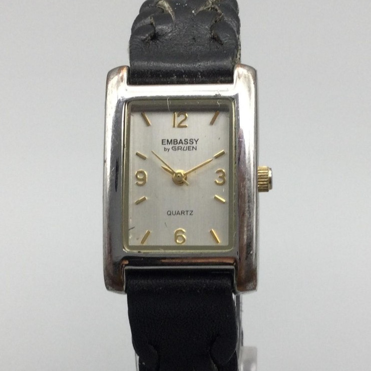 Embassy by Gruen Watch Womens 21mm Silver Tone Braided Leather New Battery