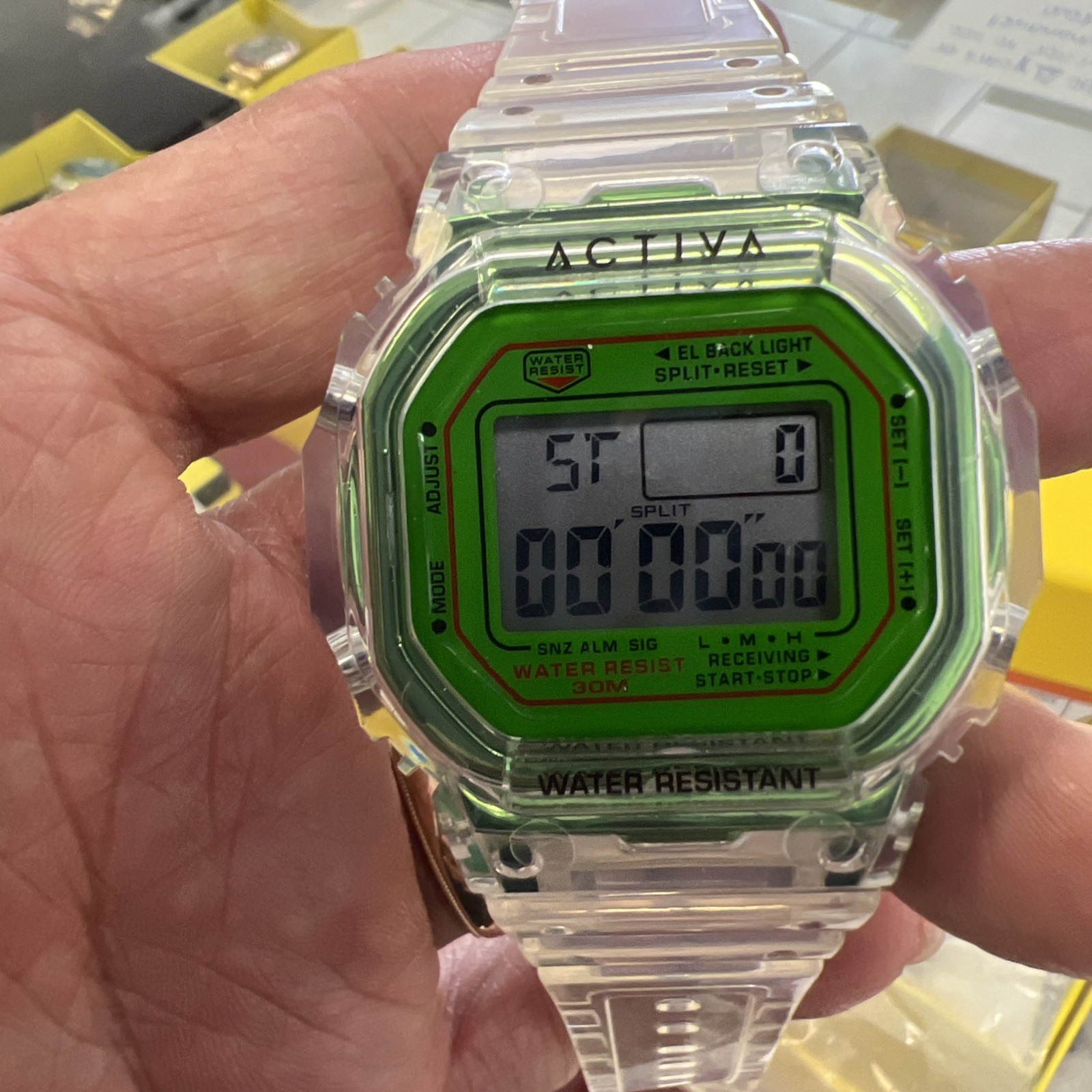 Activa Retro X Invicta Men’s Digital Watch 44.5mm Transparent Green(BNS 🍺)Good