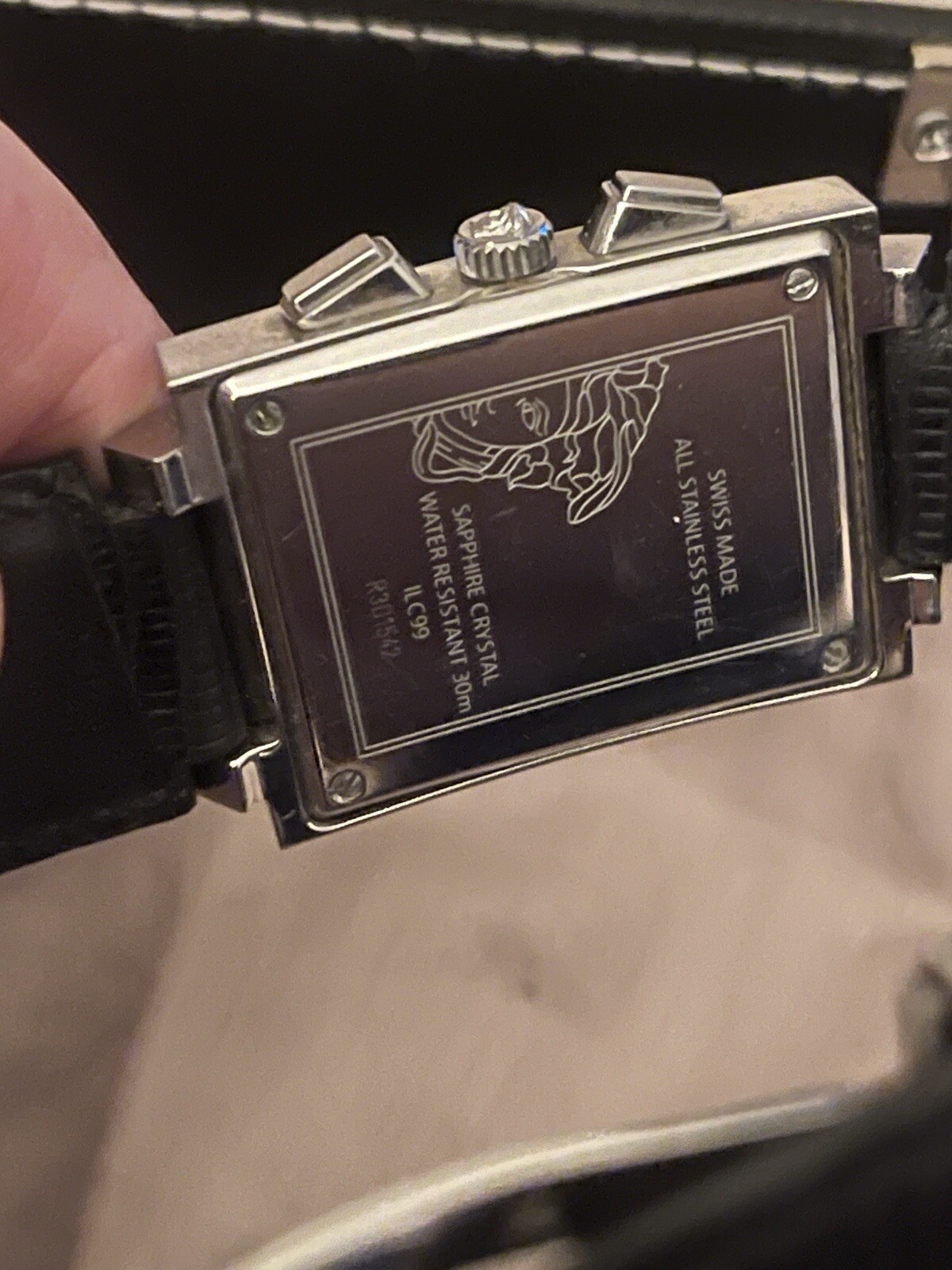 Versace Landmark Tank Original Lizzard Band Rare Classic Chronograph Watch