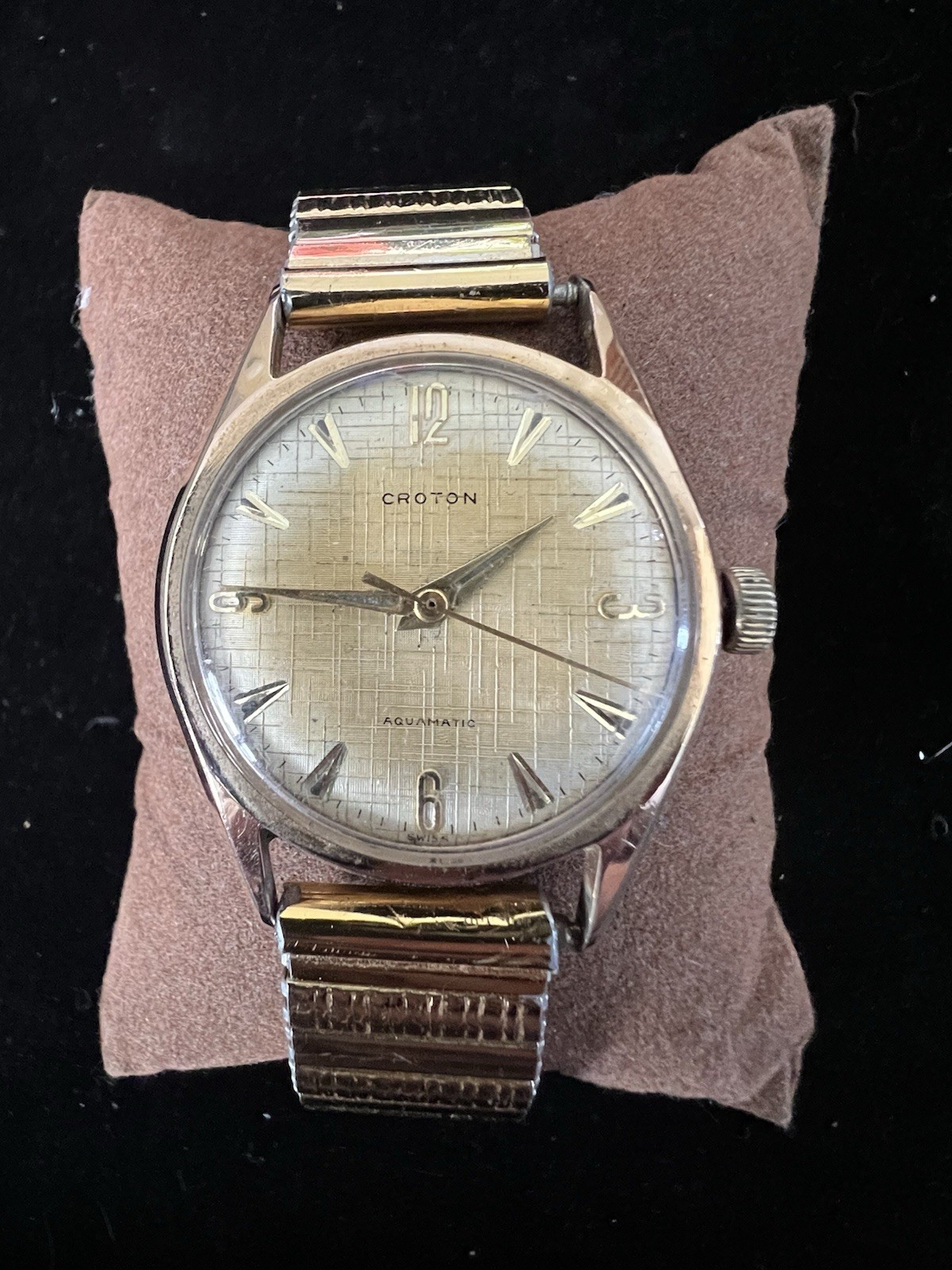 Vintage Croton Aquamatic 20 Micron Gold Electroplated Watch, Running!