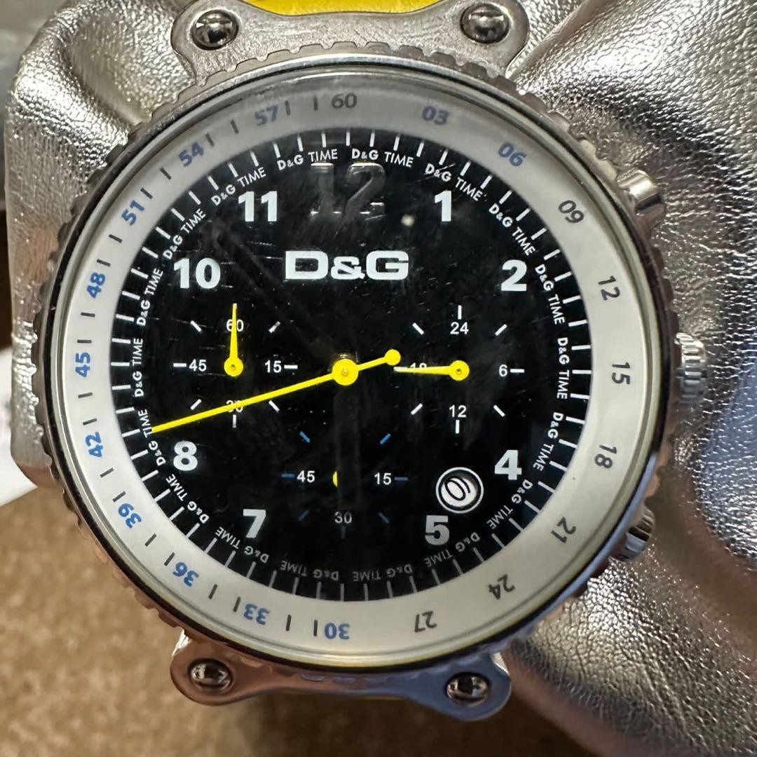 DOLCE GABBANA Wristwatch D G Time Chronograph Silver Yellow Authentic From Japan