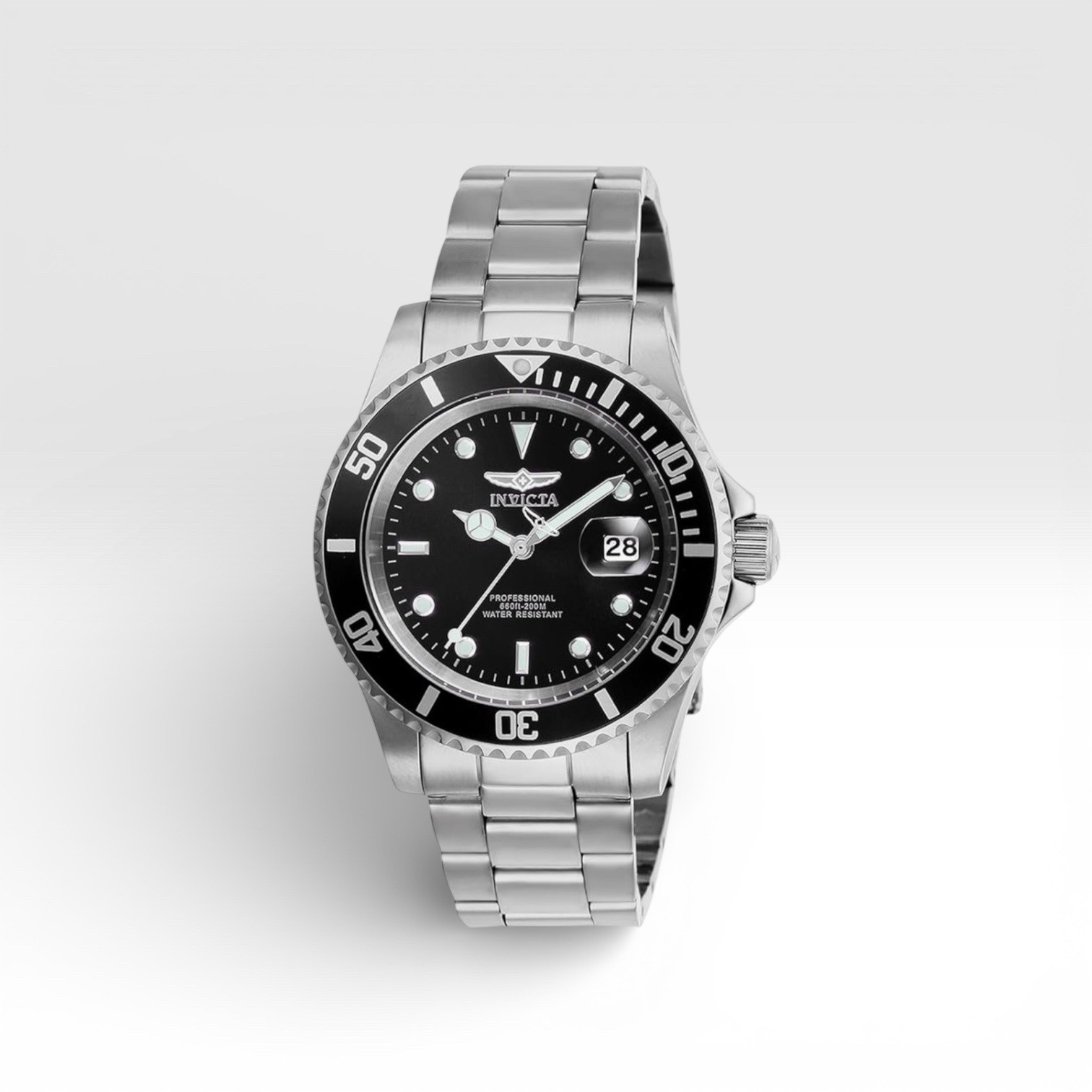 Invicta Men’s Watch Pro Diver Quartz Black Dial Stainless Steel Bracelet 26970