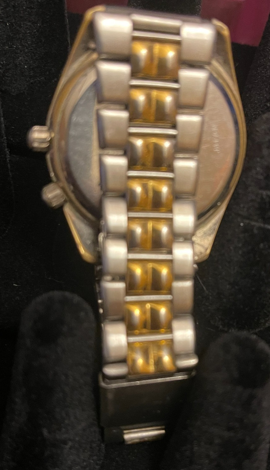 Vintage Fossil Alarm Green Dial AM-1936 38mm 7 inch length Needs New Battery