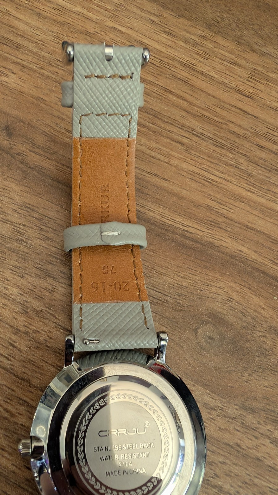 CRRJU Men’s Minimalist Wrist Watch – Black Dial, Silver Case, Gray Leather Band