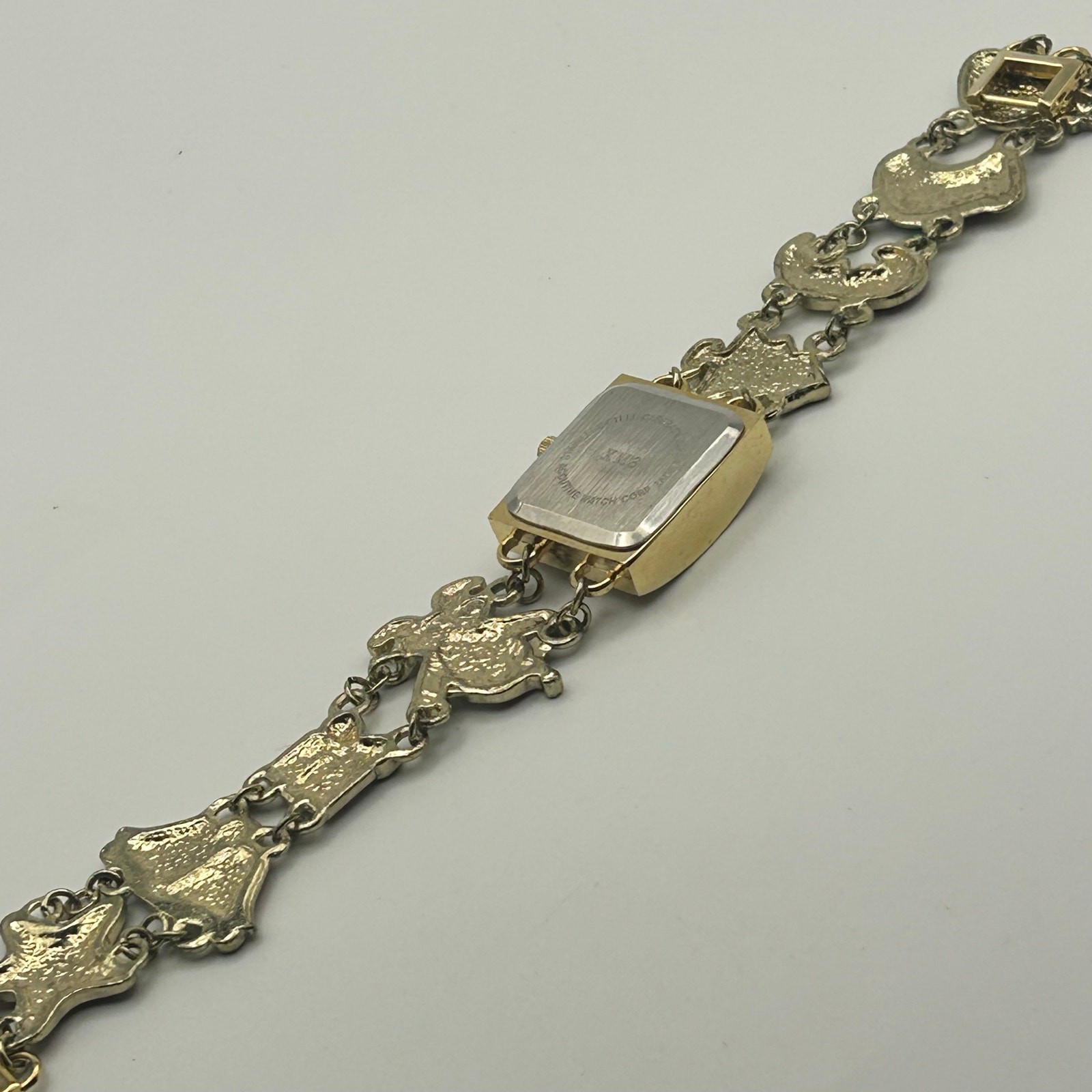 Christmas-themed Gold-tone Charm Bracelet Watch Working New Battery