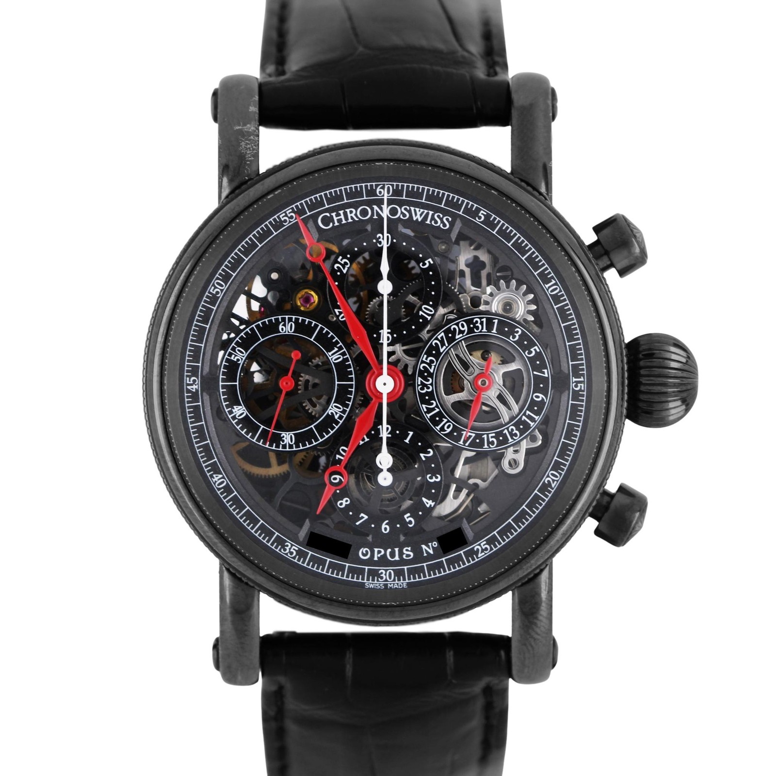 Chronoswiss OPUS Chronograph PAPERS Black DLC Skeleton 42mm CH75455/11-1 BOX