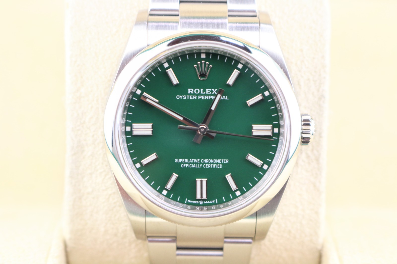 2022 Rolex Oyster Perpetual 126000 Green Dial SS Oyster With Papers 36mm